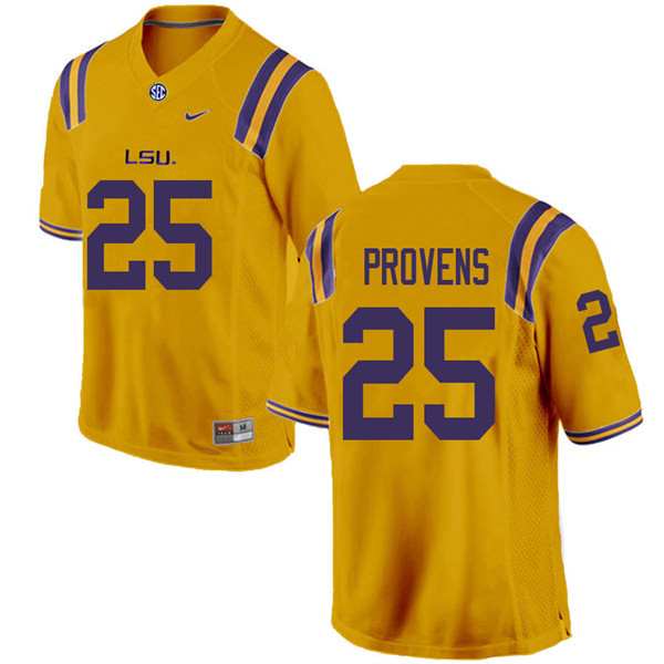 Men #25 Tae Provens LSU Tigers College Football Jerseys Sale-Gold